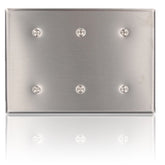 Leviton 84035-40 Commercial Grade Standard Size 3-Gang Blank Plate - Strap Mount
